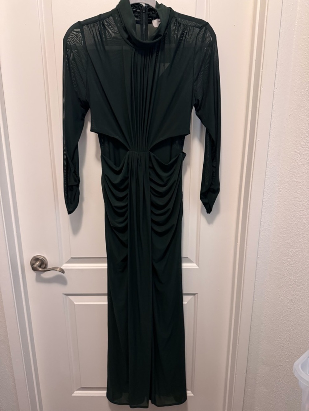 Reiss Dani Long Sleeved Ruched Dress in Dark Green - Picture 7 of 14